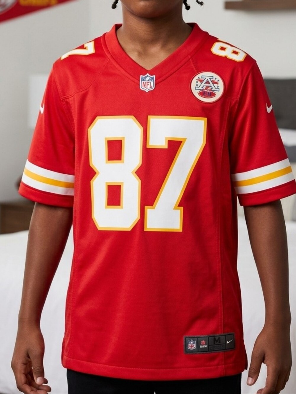 NFL Kelce Kids' Kansas City Chiefs #87 Red and White Jersey